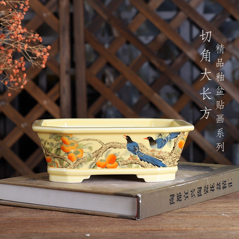 Bonsai Garden Desk - وعاء بونساي مستطيل من البورسلين، النمط