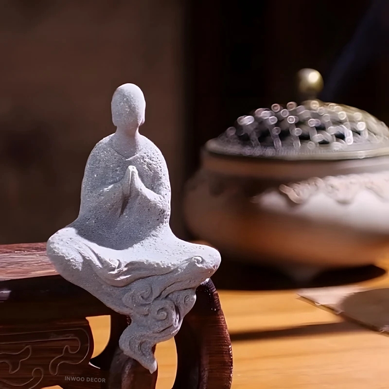 تمثال بودا حجر الراهب الصغير ، - مراجعة Bonsai Garden Desk وسعره