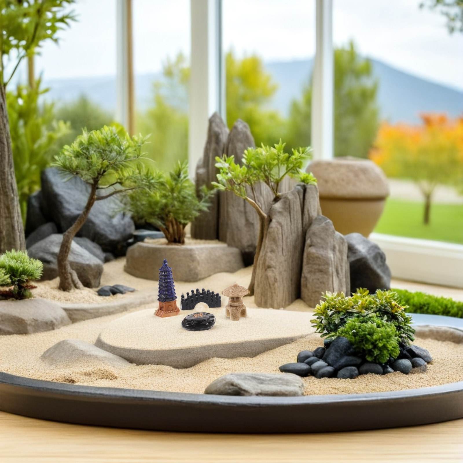مجموعة من 4 تماثيل باغودا يابا - مراجعة Bonsai Garden Desk وسعره